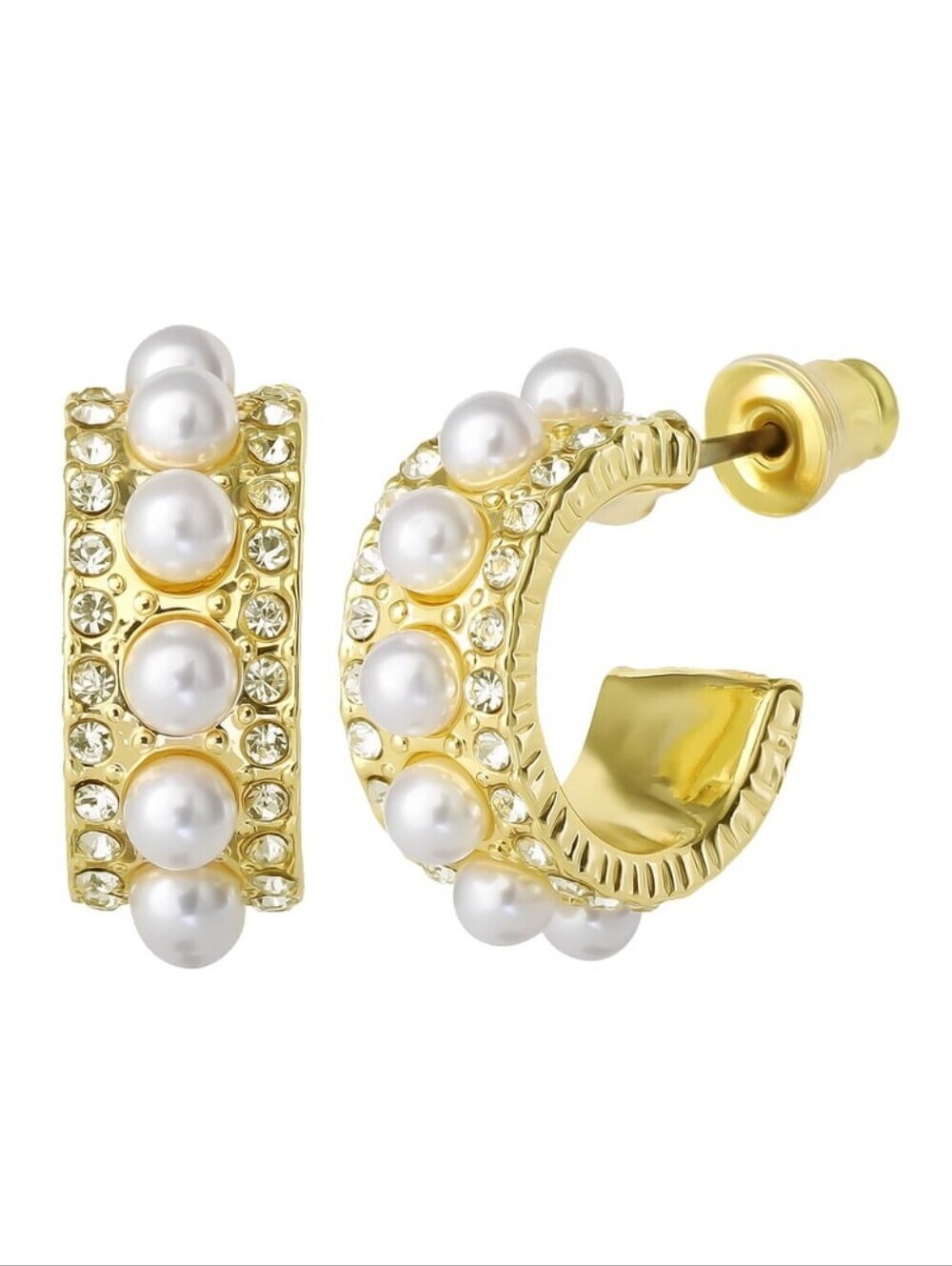 Classic Hoop Earrings with Faux Pearl Accents